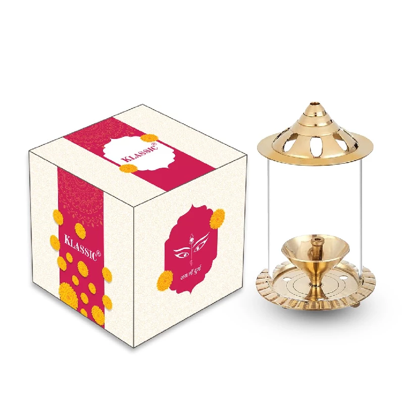 Klassic Navjyoti with Borosilicate Glass Cover Oil Lamp, 200 g-1.webp